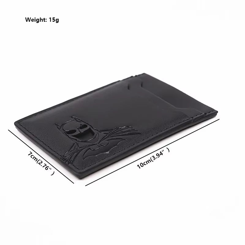 Bat ID Wallet for Men Leather Slim Card Holder Case Cover with Cutout Superhero Face Eyes Mask Gift for Husband Teens Boy Friend