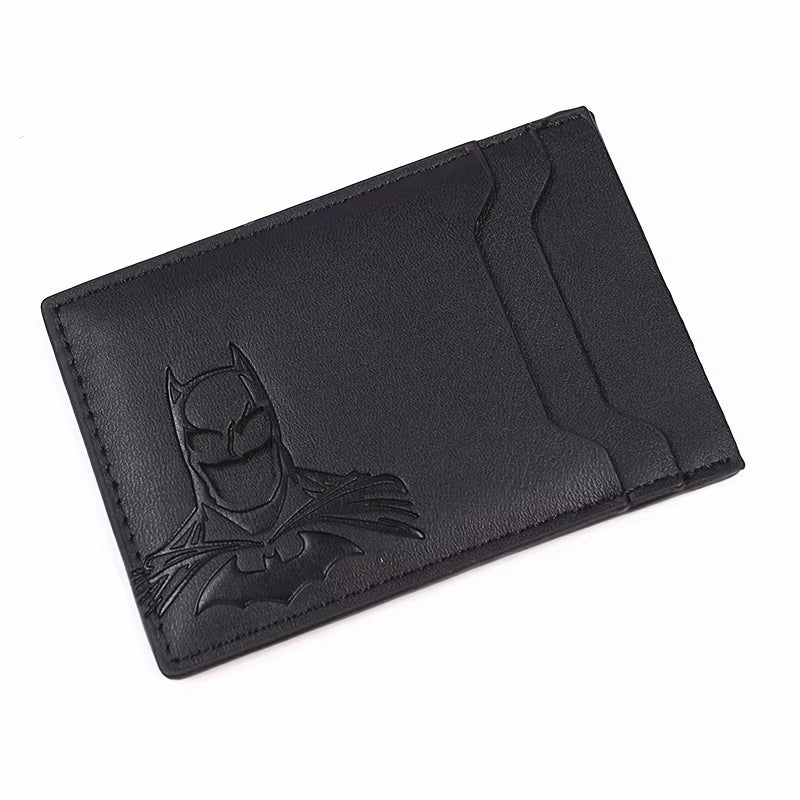 Bat ID Wallet for Men Leather Slim Card Holder Case Cover with Cutout Superhero Face Eyes Mask Gift for Husband Teens Boy Friend